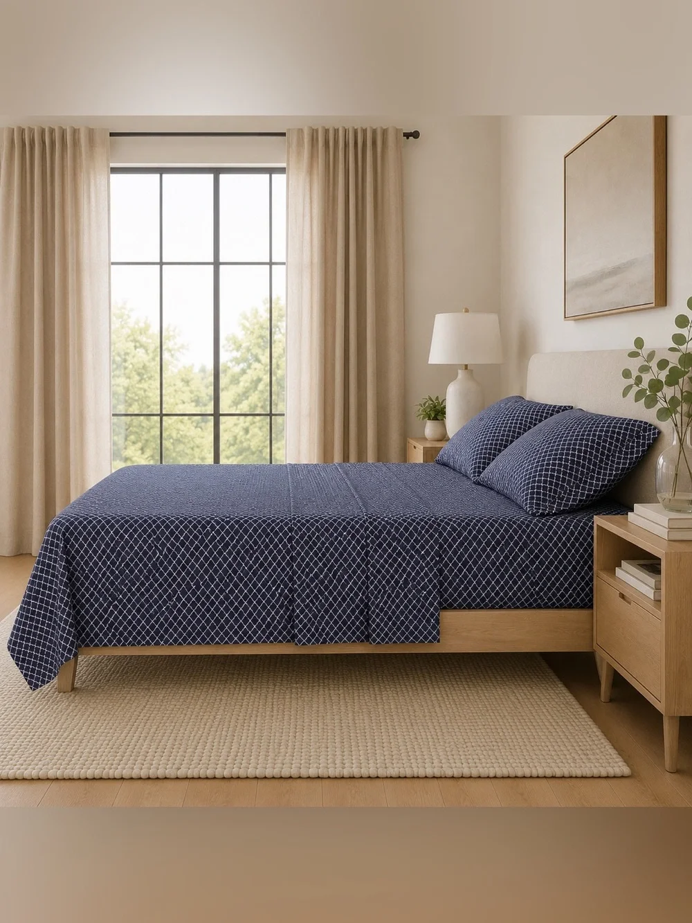 jcpenney Navy Diamond-Grid Cotton Sheet Set